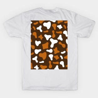 Choco Caramel White Dairy Cow Print Pattern T-Shirt